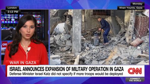 <p>Israel has announced a major expansion of its military operation in Gaza, aiming to seize extensive areas and integrate them into Israeli security zones. This move involves a large-scale evacuation of Palestinians and is part of a strategy to pressure Hamas to release Israeli hostages. Salma Abdelaziz reports.</p>